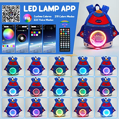 yisibo Led Lights Dinosaur Backpack Waterproof Toddler Backpack Kindergarten Preschool Schoolbag for Kids Baby Boys Girls… - Image 5