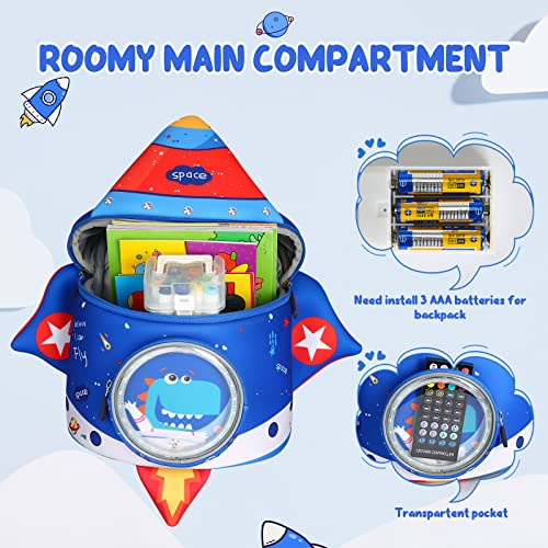 yisibo Led Lights Dinosaur Backpack Waterproof Toddler Backpack Kindergarten Preschool Schoolbag for Kids Baby Boys Girls… - Image 4