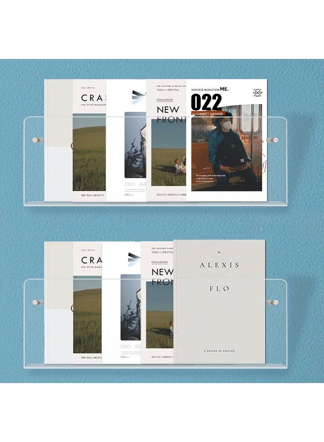 TPGP Acrylic Brochure Holder Wall Mount 2Packs Clear Hanging Magazine Rack - Image 1