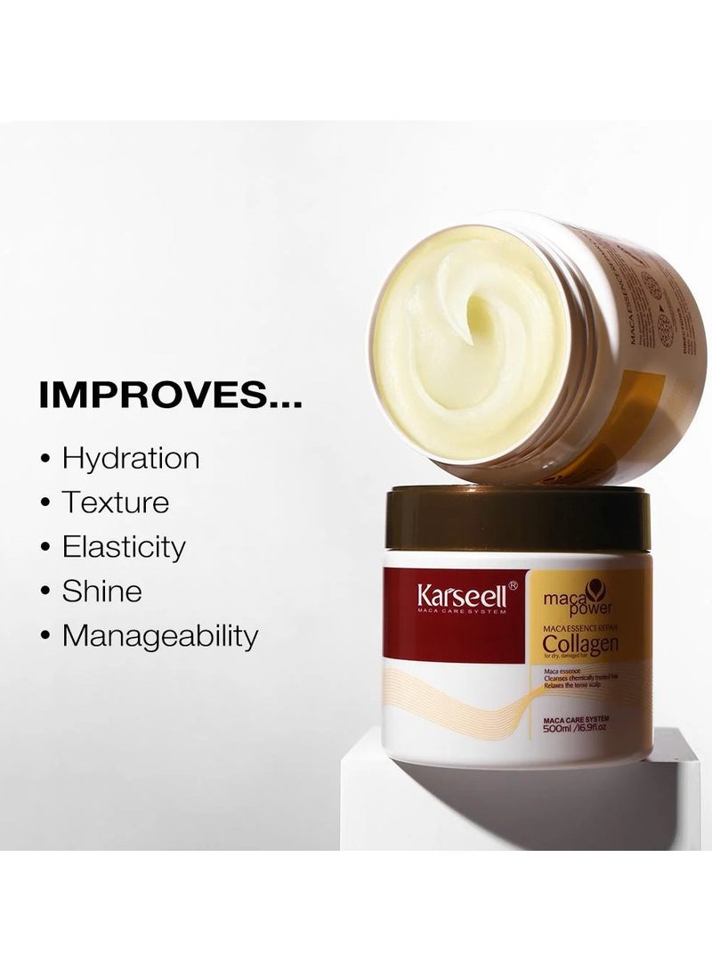 كارسيل مجموعة كارسيل للعناية بالشعر التالف والجاف: ماسك الكولاجين 500 مل وسيروم زيت الأرغان 50 مل - Image 4