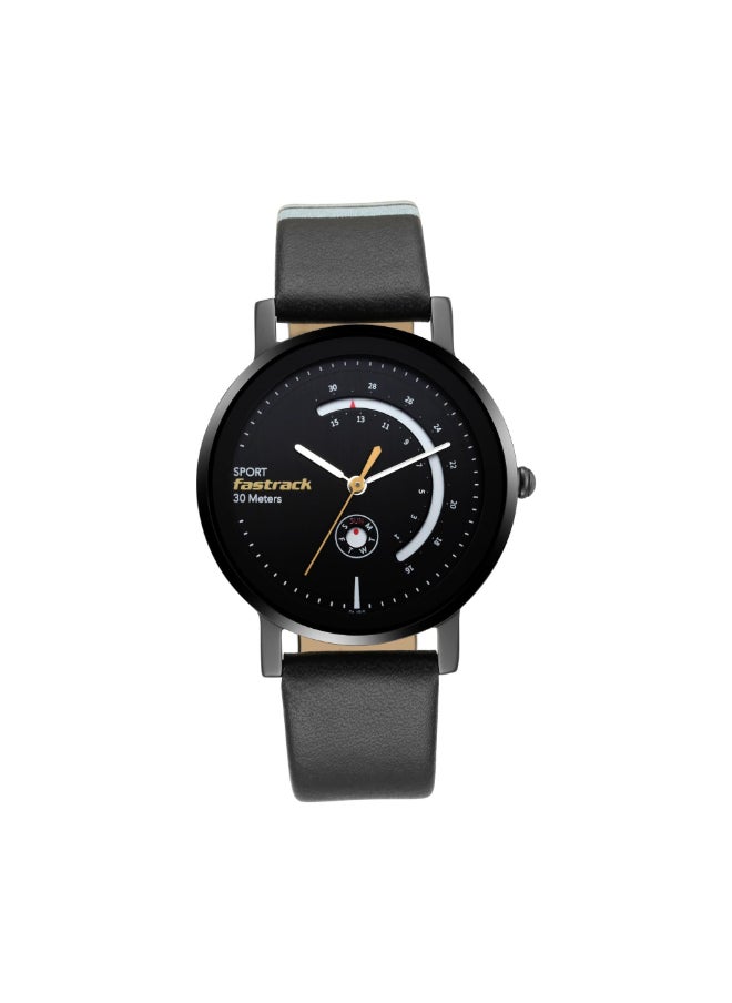 fastrack Wear Your Look with Black Dial Leather Watch, Black, strap  - Image 1