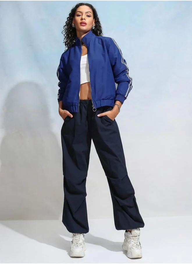 Tokyo Talkies Full Zip Cropped Bomber Jacket by Styli