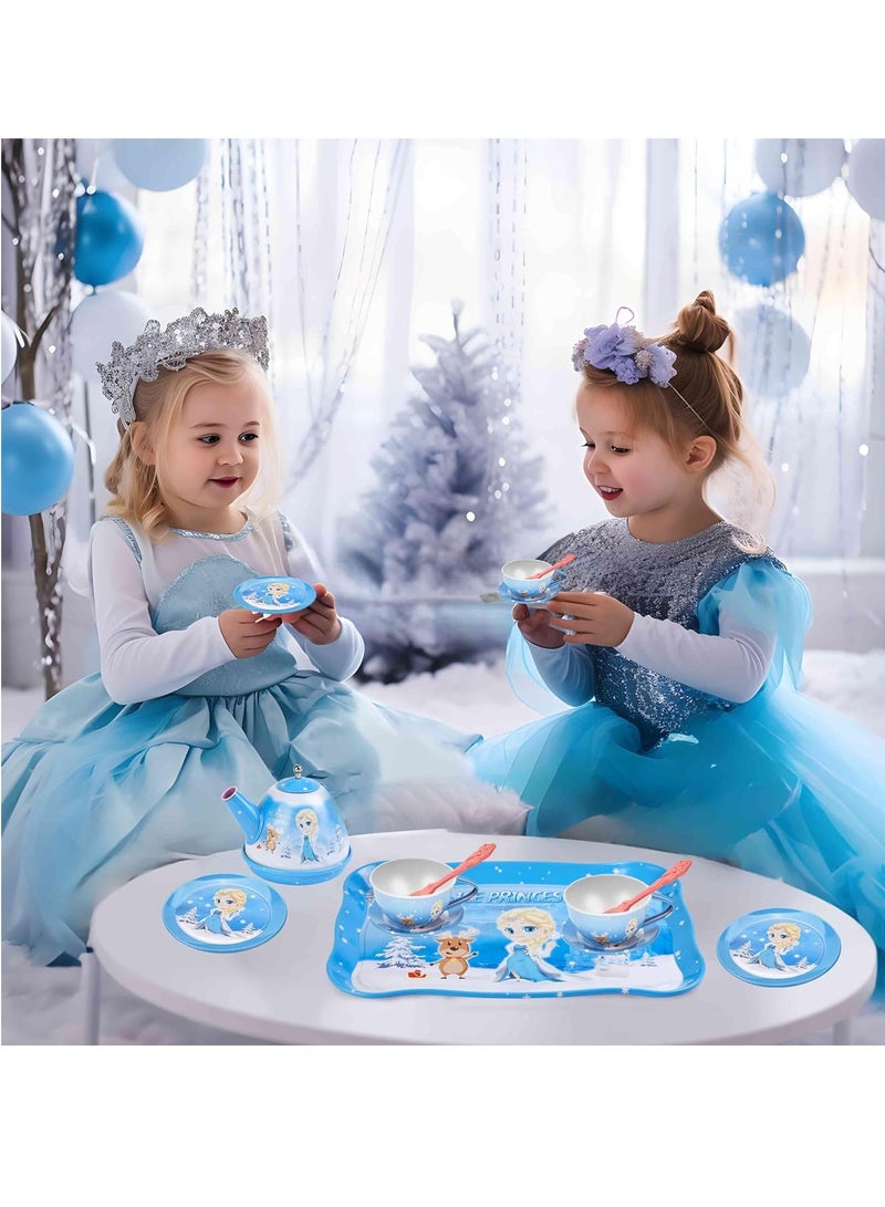 Frozen Toys for Girls, Princess Elsa Tea Party Set for Little Girls, contains 19 children's kitchen toys as well as a canned tea party set, desserts, and a carrying case for a gift. - Image 3