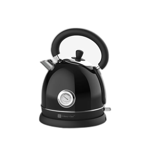 CULINARY CHEF Retro Electric Hot Water Kettle with Speed Boil Tech, Bpa-Free, 1.8, Stainless Steel, Black - Image 1