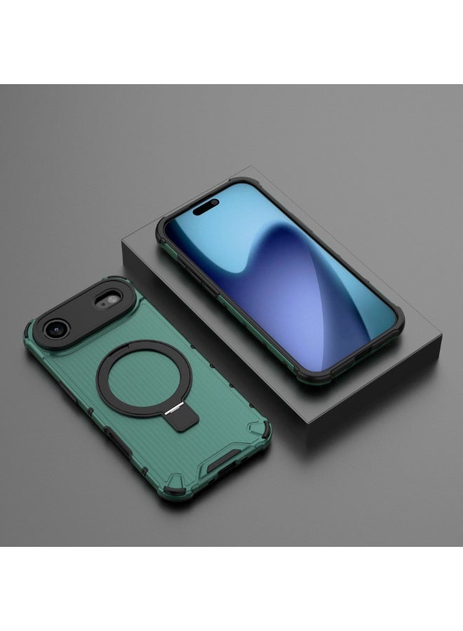 general Corrugated Case For iPhone 17 Air Magnetic Shockproof Phone Metal Bracket Holder Protective Cover - Image 2