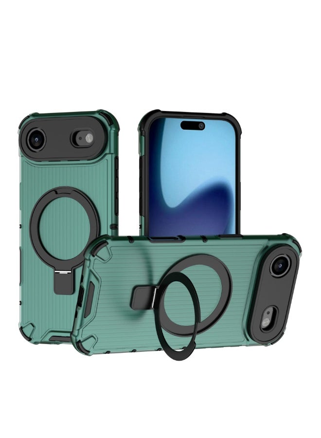 general Corrugated Case For iPhone 17 Air Magnetic Shockproof Phone Metal Bracket Holder Protective Cover - Image 1