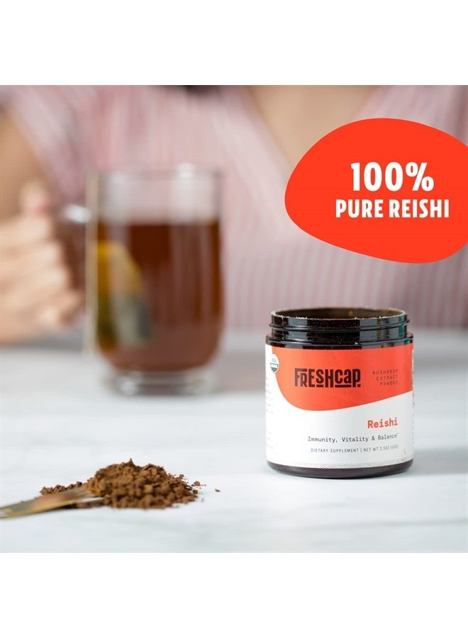FreshCap Mushrooms FreshCap, Reishi Mushroom Powder (60 Servings), Supplement for Longevity, Organic Dual Extract (27% Beta glucan, 1.4% Triterpene) - Image 2