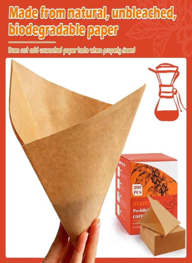 BYKITCHEN 200PCS Unbleached Pour Over Coffee Filter Square, Natural Pre-folded Paper Coffee Filters Disposable for Pour-Over Coffee Maker Drippers and More - Image 4