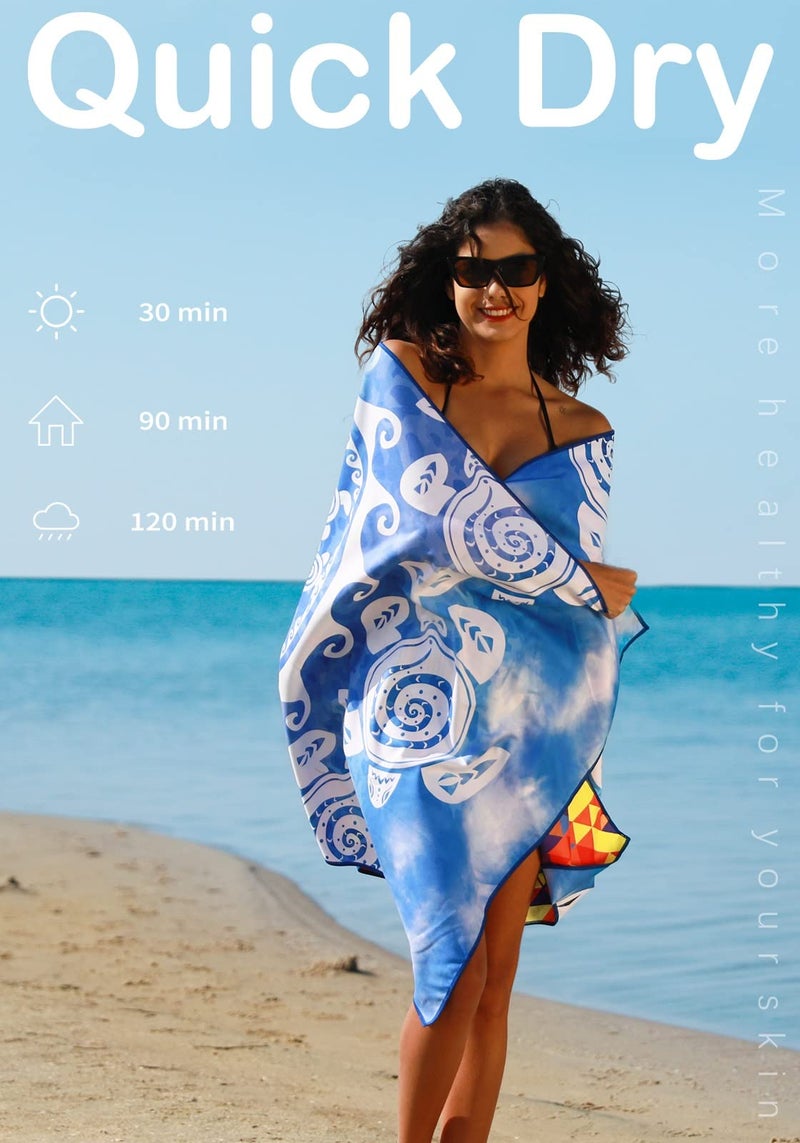 Widdonen 2 Pack Microfiber Thin Lightweight Beach Towel Sand Free Quick Dry Absorbent Compact Towels for Swimming Pool Camping Beach Accessories Large Easy Pack Travel Things for Vacation Essentials Adult Gift - Image 5