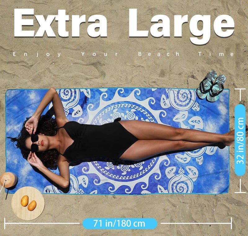 Widdonen 2 Pack Microfiber Thin Lightweight Beach Towel Sand Free Quick Dry Absorbent Compact Towels for Swimming Pool Camping Beach Accessories Large Easy Pack Travel Things for Vacation Essentials Adult Gift - Image 3