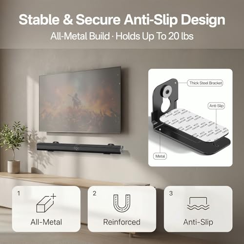Yibracki Ultra Slim Soundbar Mount Fit Small Sound Bars for TVs, Compact Sound Bar Mount Bracket for Samsung HW-S700D Mount Under or Above TVs, Secure Anti-Slip Design for Low-Profile Soundbar, Easy to Install - Image 4