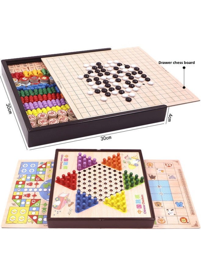 Loquat Checkers Flying Chess Gobang All-in-One Deluxe Chess Early Education Educational Children's Toys Primary School Children's Table Games-Color:30cm Three-in-one Checkers Flying Chess Risks - Image 4
