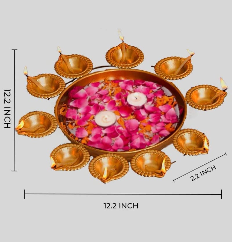VRB Dec وعاء أورلي مزخرف من VRB DecTM للغرفة | عناصر ديwali للزينة المنزلية | عناصر ديwali للزينة في غرفة المعيشة (12 بوصة) (عبوة من 1 قطعة) (أورلي مع ديا)  - Image 2