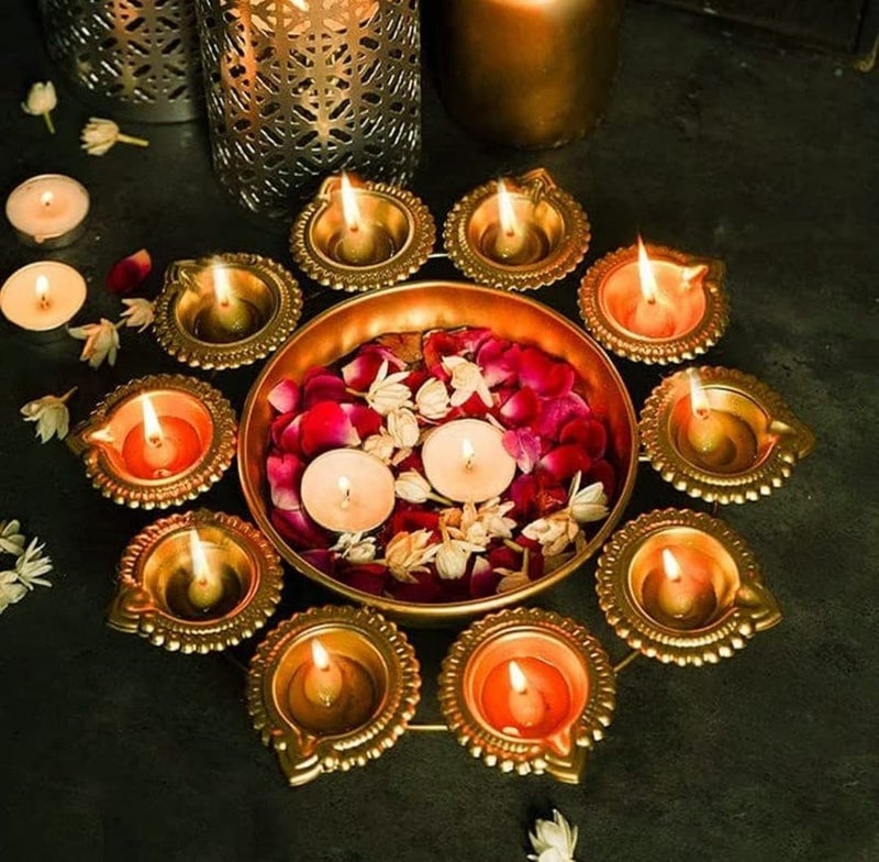 VRB Dec وعاء أورلي مزخرف من VRB DecTM للغرفة | عناصر ديwali للزينة المنزلية | عناصر ديwali للزينة في غرفة المعيشة (12 بوصة) (عبوة من 1 قطعة) (أورلي مع ديا)  - Image 3