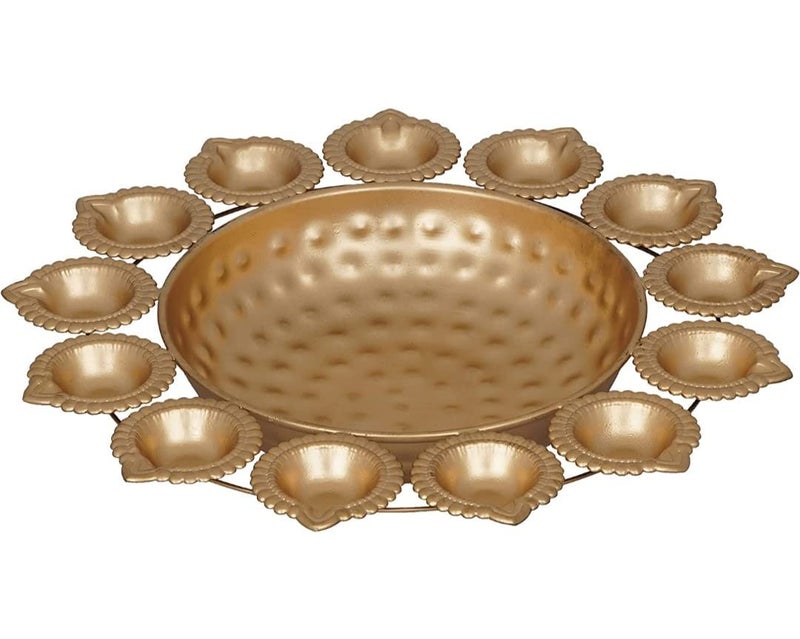 VRB Dec وعاء أورلي مزخرف من VRB DecTM للغرفة | عناصر ديwali للزينة المنزلية | عناصر ديwali للزينة في غرفة المعيشة (12 بوصة) (عبوة من 1 قطعة) (أورلي مع ديا)  - Image 4