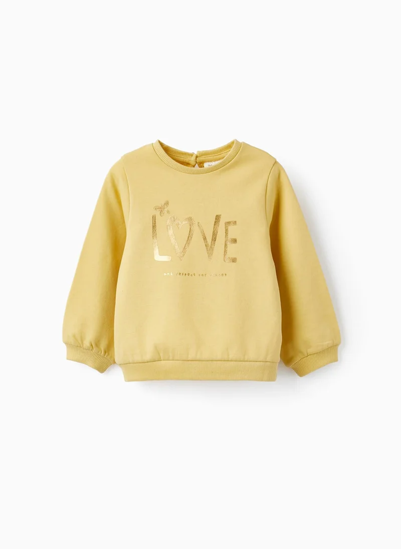 Zippy Cotton Sweatshirt for Baby Girl 'Love', Yellow