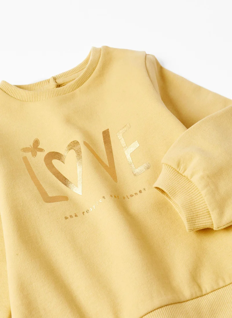 Zippy Cotton Sweatshirt for Baby Girl 'Love', Yellow