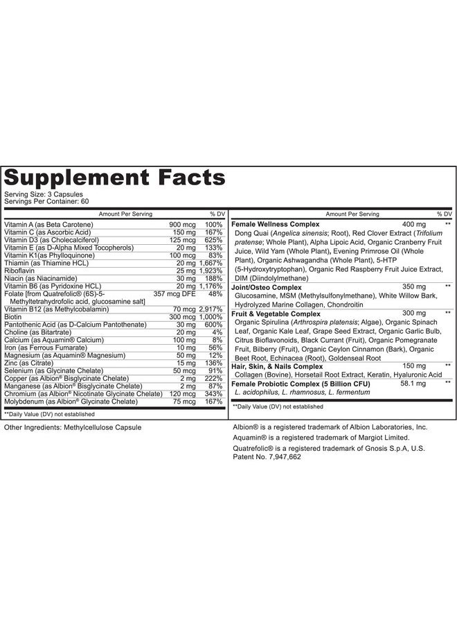 PURELY beneficial - Women’S Whole Food Multivitamin 58 Key Nutrients Including Vitamins Minerals Herbs Probiotics With Iron Hair Skin & Nail Complex For Complete Female Wellness 180 Capsules - Image 1