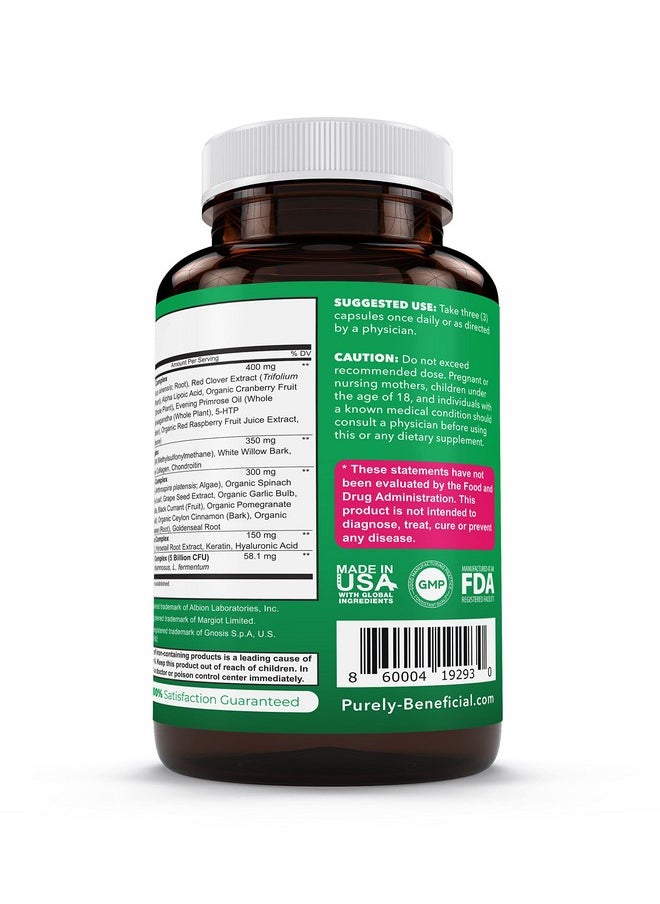 PURELY beneficial - Women’S Whole Food Multivitamin 58 Key Nutrients Including Vitamins Minerals Herbs Probiotics With Iron Hair Skin & Nail Complex For Complete Female Wellness 180 Capsules - Image 1