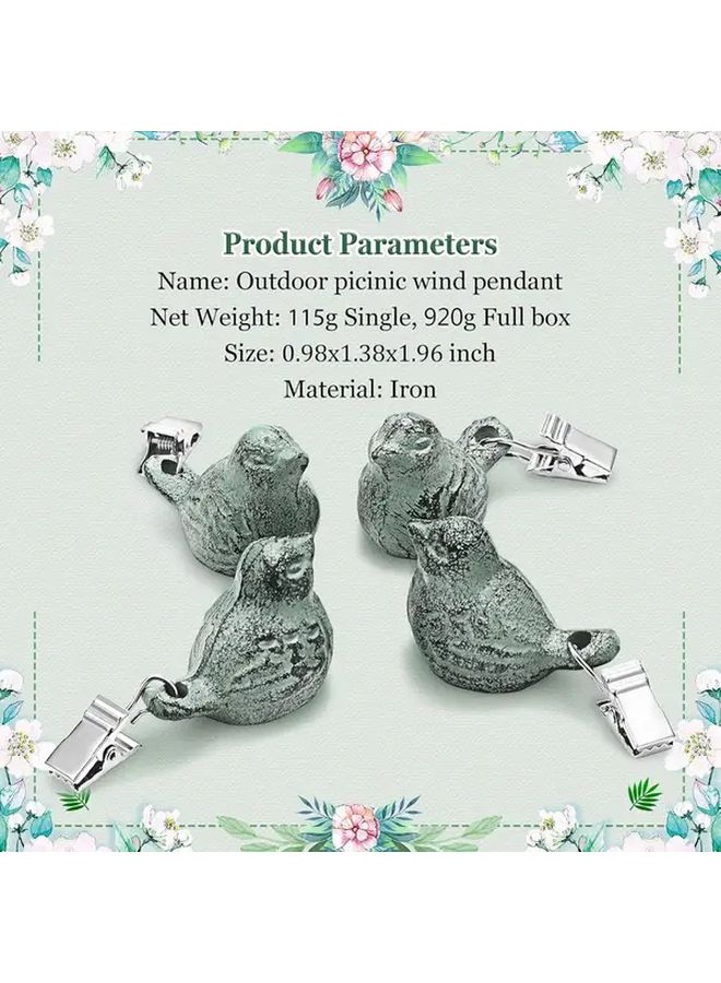 Light Green Cast Iron Antique Bird Tablecloth Weights Vintage Clip Hangers For Outdoor Picnic Wedding - Image 3