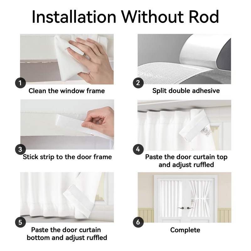 Vatge Sidelight Curtains for Front Door, 12 Inch Wide Narrow Window Curtains for Side Door, 1 Panel, W12 x L80, Pure White - Image 3