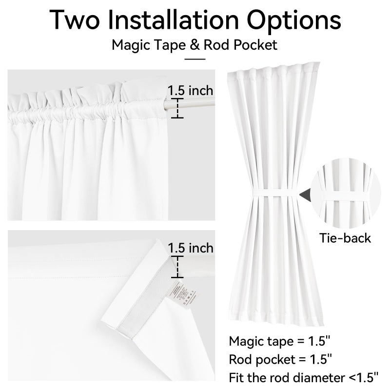 Vatge Sidelight Curtains for Front Door, 12 Inch Wide Narrow Window Curtains for Side Door, 1 Panel, W12 x L80, Pure White - Image 2