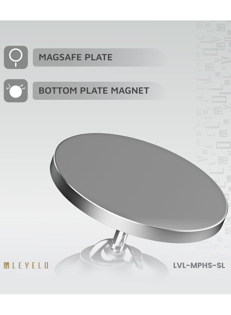 ليفيلو حامل الهاتف المغناطيسي Magnifica / تصميم قابل للطي / مادة متينة / مغناطيس اللوحة السفلية / حامل الهاتف المتوافق مع Magsafe - فضي - Image 4