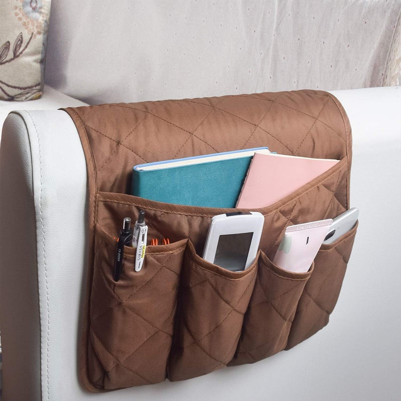 MDSTOP 5 Pockets Remote Control Holder, Magazine Rack, Space Saver Organizer, Draped Over Sofa, Couch, Recliner Armrest - Image 1