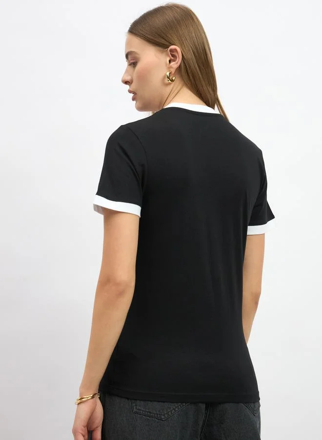 Styli Graphic Print Regular Fit Round Neck T-Shirt