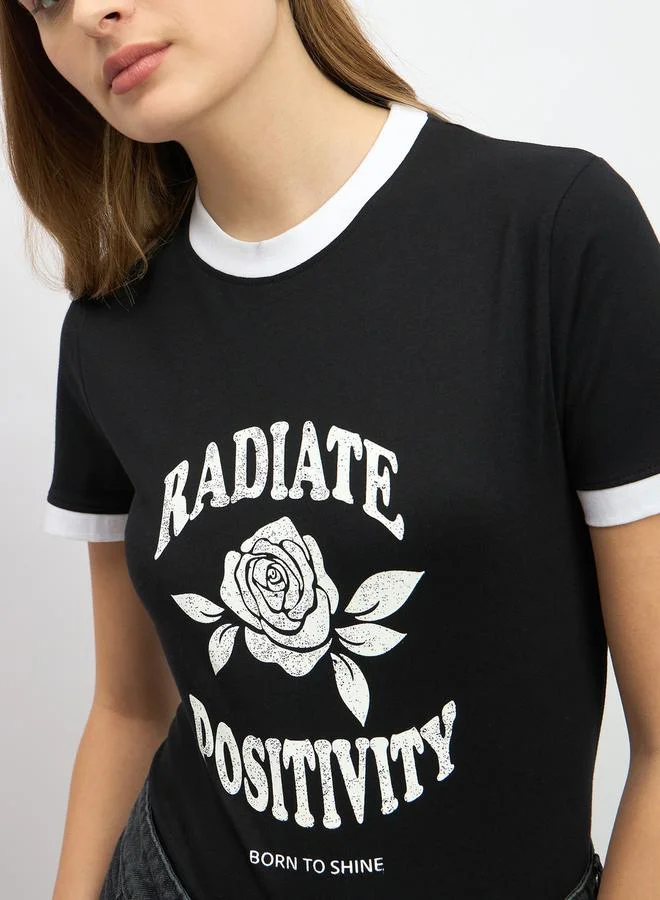 Styli Graphic Print Regular Fit Round Neck T-Shirt