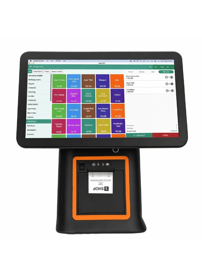 SHREYANS PSF95A Android Touch Pos 15.6 inch Billing Machine with Inbuilt 80mm Printer & Software (Custom Application can Also Install)