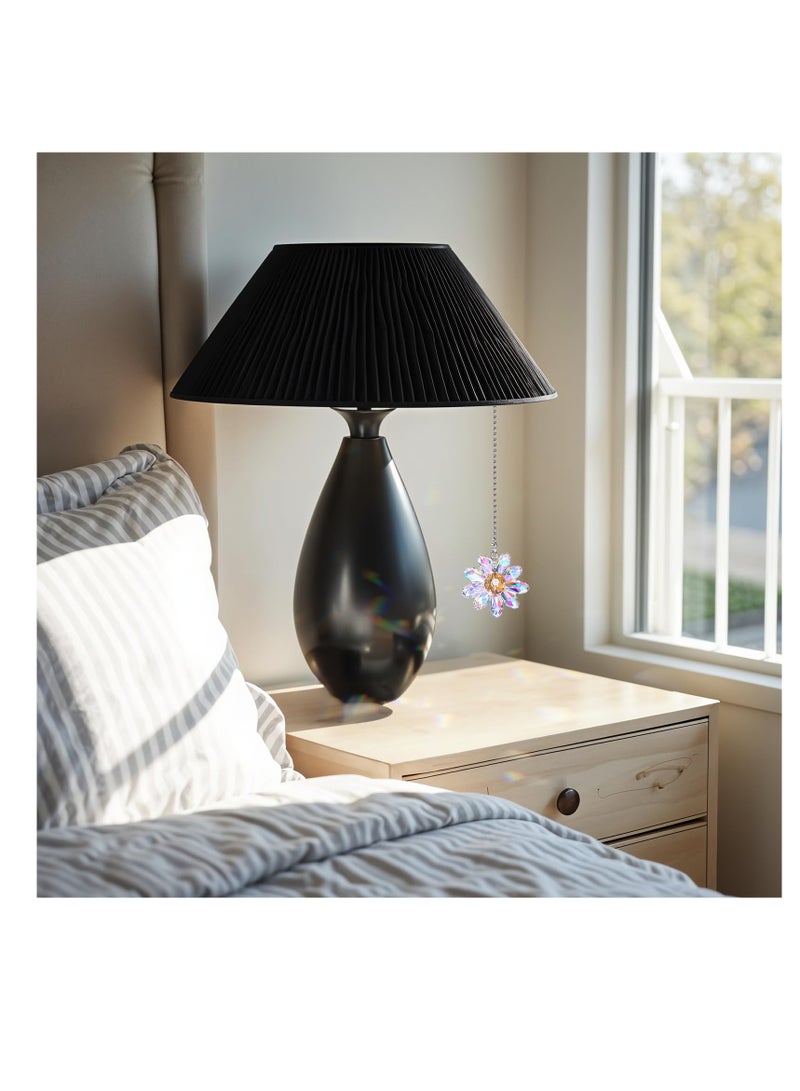 SUNSAR Crystal Glass Ceiling Fan Pull Chains, 4.5 cm Flower Pendants, 63.5 cm Chain Extender, 2-Piece Set, Rainbow - Image 5