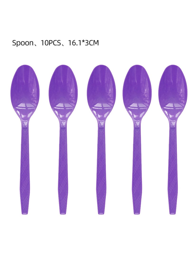 99PCS Mermaid Party Tableware Set, Mermaid Birthday Party Supplies, Mermaid Plates, Napkins, Cups, Forks, Knives, Spoons,Straws, Table Cloth, Banner Decorations, Set for 10 guests - Image 4