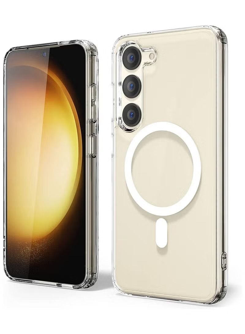vesus Cover Compatible with Samsung S23 Plus Clear Case, Magnetic [Support Magsafe Charger] Cute Case for Men & Women,Shockproof Hard Back 
