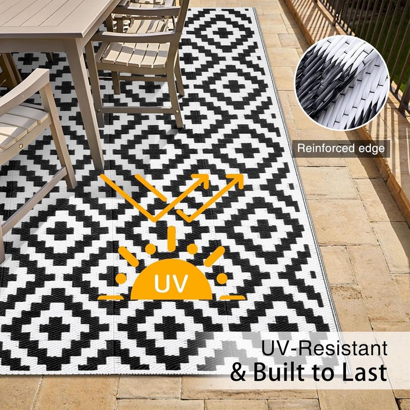Excefore Waterproof Outdoor Rug- Durable Plastic Straw Patio Mat for Camping, RV, Picnic, Balcony, Deck, Backyard, Beach, Waterproof & Easy-Clean Outdoor Carpet for Patio, Garden, Porch - Image 5
