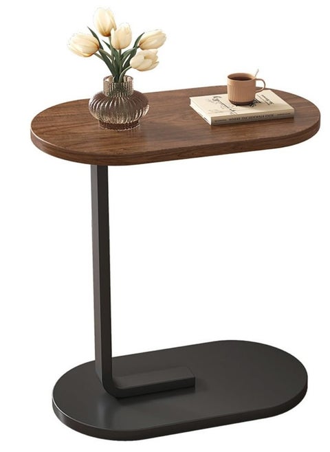C Shaped Side Table, Modern C Shaped End Table for Small Spaces, Small Couch Side Tables That Slide Under, Wood Coffee Table for Sofa and Bed, 18”L X 12”W Tabletop