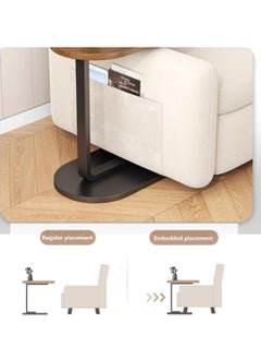 MIXDE C Shaped Side Table, Modern C Shaped End Table for Small Spaces, Small Couch Side Tables That Slide Under, Wood Coffee Table for Sofa and Bed, 18”L X 12”W Tabletop  - Image 3