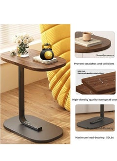 MIXDE C Shaped Side Table, Modern C Shaped End Table for Small Spaces, Small Couch Side Tables That Slide Under, Wood Coffee Table for Sofa and Bed, 18”L X 12”W Tabletop  - Image 5