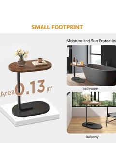 MIXDE C Shaped Side Table, Modern C Shaped End Table for Small Spaces, Small Couch Side Tables That Slide Under, Wood Coffee Table for Sofa and Bed, 18”L X 12”W Tabletop  - Image 2