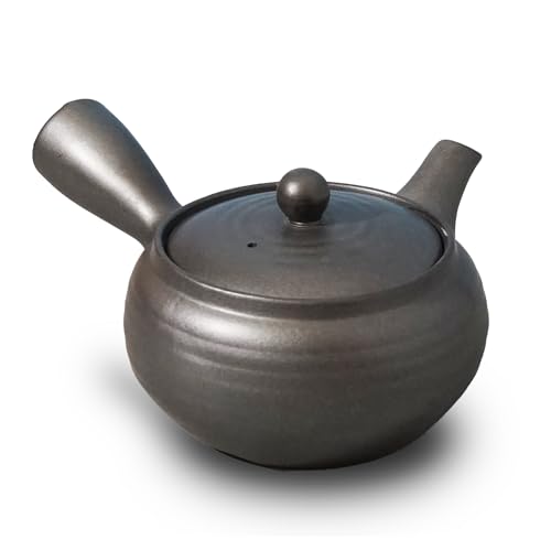 COTONOHA Banko-Yaki Japanese Tea Pot – Traditional Japanese Tea Kettle with Stainless Steel Bottom Strainer – Heat Resistant and Durable Ceramic Teapot for Deep Steamed Tea (Lava Gray) - Image 1
