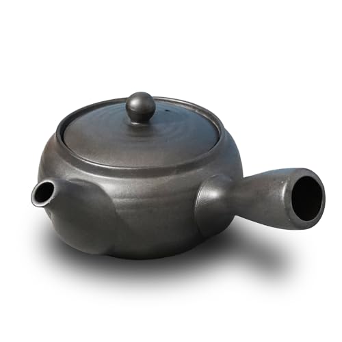 COTONOHA Banko-Yaki Japanese Tea Pot – Traditional Japanese Tea Kettle with Stainless Steel Bottom Strainer – Heat Resistant and Durable Ceramic Teapot for Deep Steamed Tea (Lava Gray) - Image 3