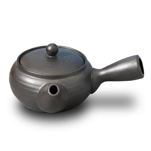 COTONOHA Banko-Yaki Japanese Tea Pot – Traditional Japanese Tea Kettle with Stainless Steel Bottom Strainer – Heat Resistant and Durable Ceramic Teapot for Deep Steamed Tea (Lava Gray) - Image 2