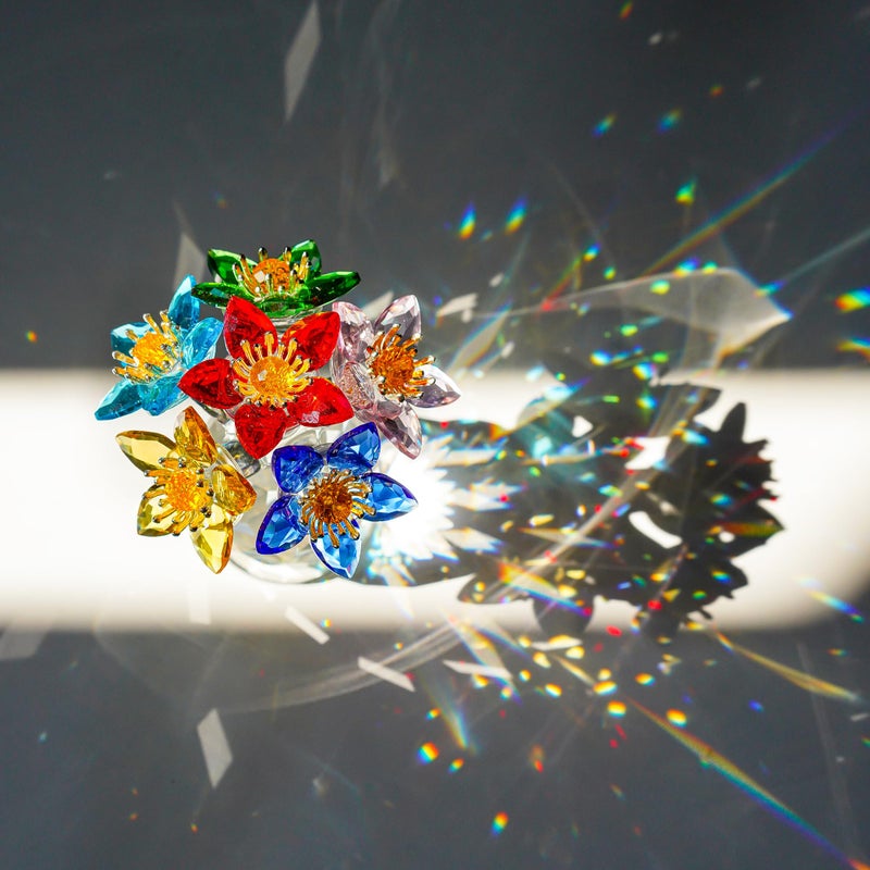 KRISININE Crystal Flower Figurine with Vase Base 3.8in Tall Multicolor Glass Flower Figurine Collectibles Home Decor for Valentine's Day(Colorful) - Image 4