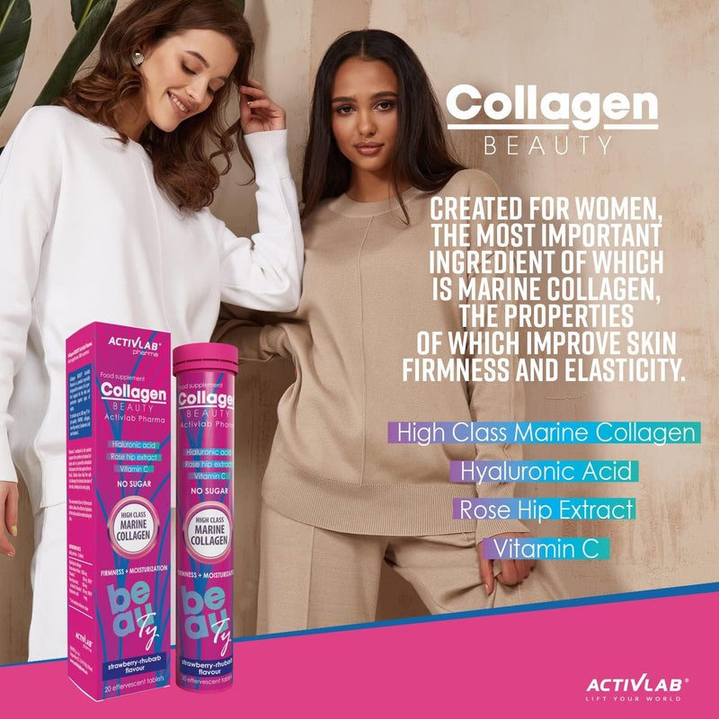 ACTIVLAB Collagen Beauty Effervescent Tablets - Strawberry-Rhubarb Flavor - Image 5