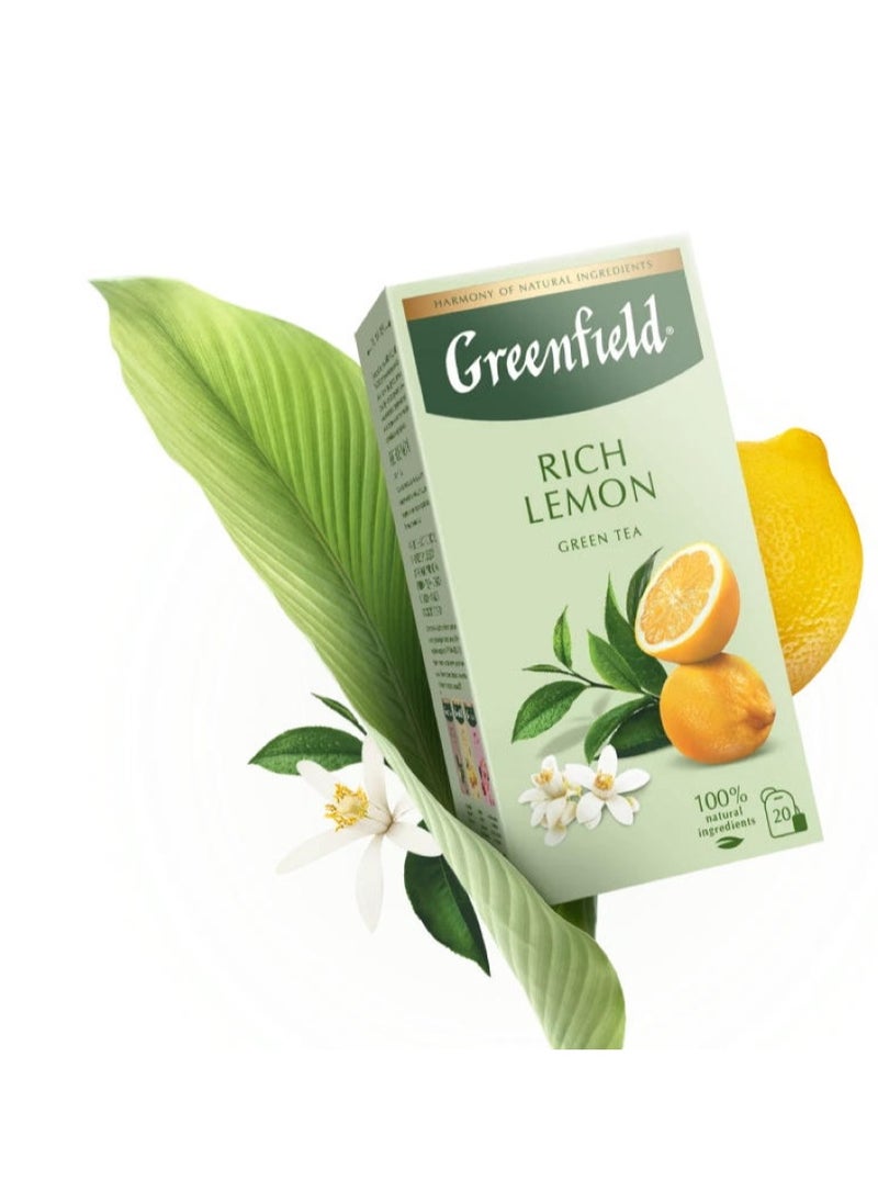 Greenfield Rich Lemon Green Tea 20 Tea Bags 34 Gm  - Image 2
