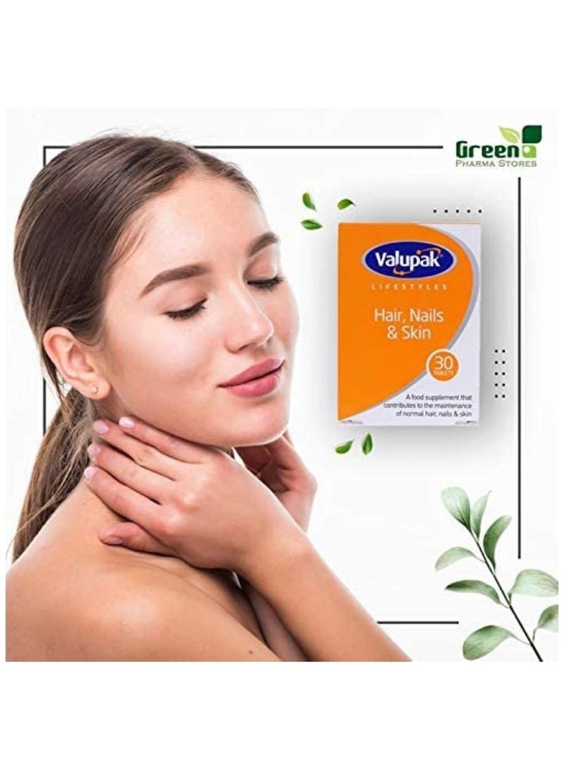 Valupak Hair Nails and Skin Supplement - 30 tabs - Image 2