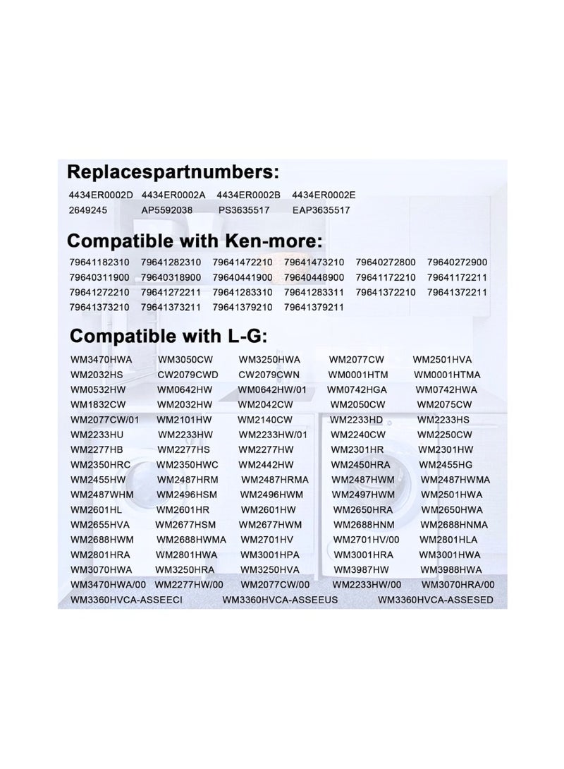 دعم الدوار للغسالة، بديل لغسالة LG Kenmore الخلفية لدعم الطبل العنكبوتي يحل محل 4434ER0002A 4434ER0002B 4434ER0002D 4434ER0002A  - Image 4