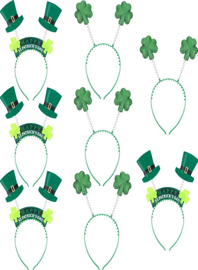 Bememo 8 Pieces St. Patrick's Day Headband Shamrock Clover and Hat Head Boppers - Image 1