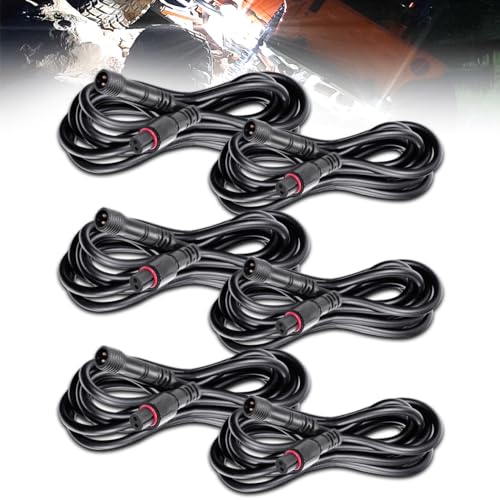 LEDMIRCY LED Rock Lights Extension Cable 2 Pins Wire Connectors 6PCS 5ft 22AWG Female Male Waterproof Extension Cable 11mm Nut Small Size for LED Strip Light Driving Fog LightsOnly for Single Color - Image 1