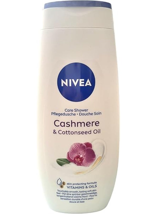 Cashmere & Cotton Oil Shower Gel (250ml), Body Wash with Vitamin C, E, and Precious Oils, Protects Skin from Drying Out and Leaves it Touchably Smooth